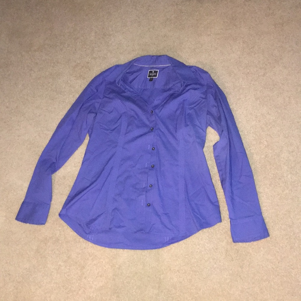 Express blue button down blouse